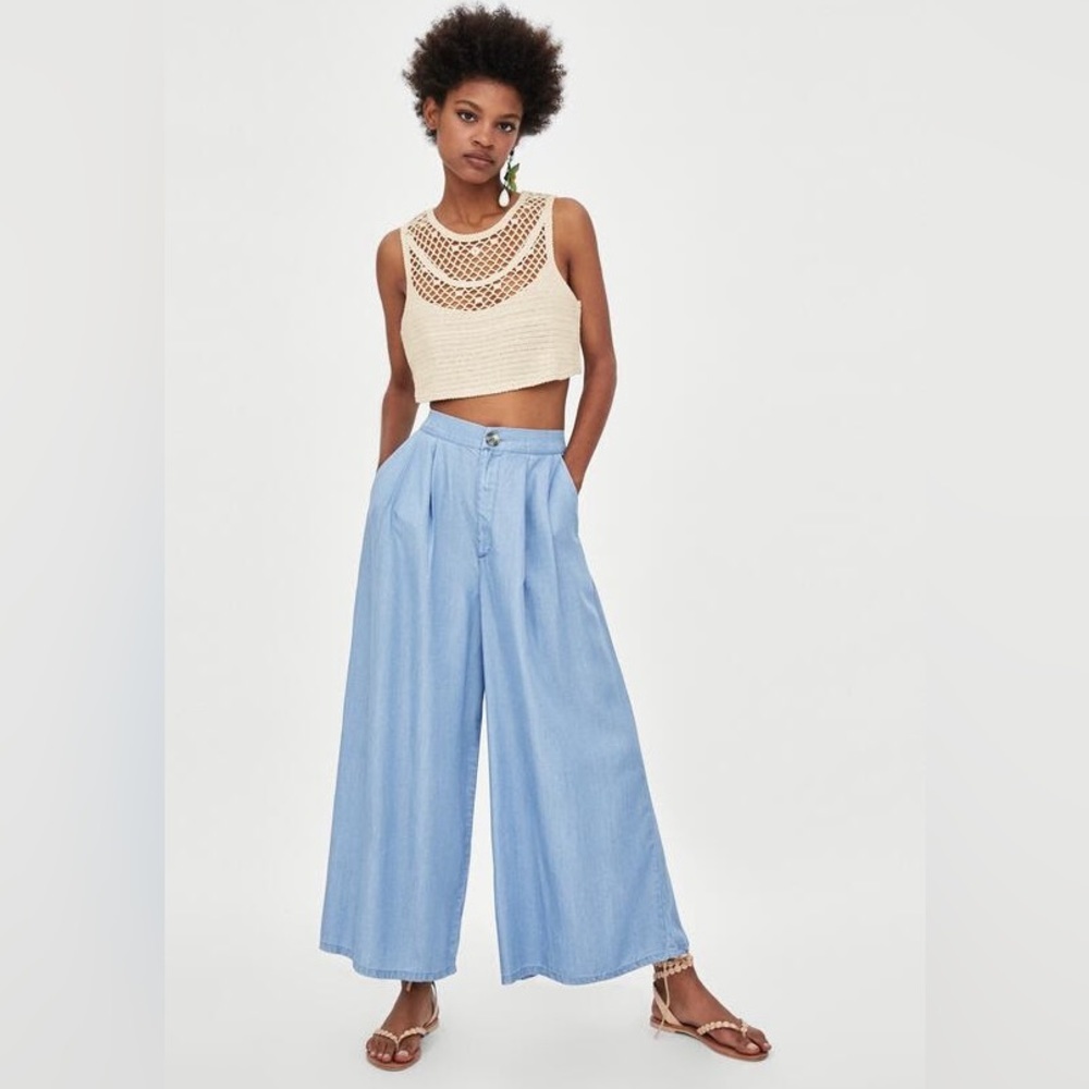 ZARA BLUE KATE MIDDLETON CULOTTES BRAND NEW WITH TAGS SMALL BLOGGERS FAV